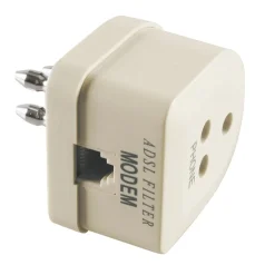 Spina-presa a 3 poli e presa "Plug" 6/2 poli con filtro ADSL avorio