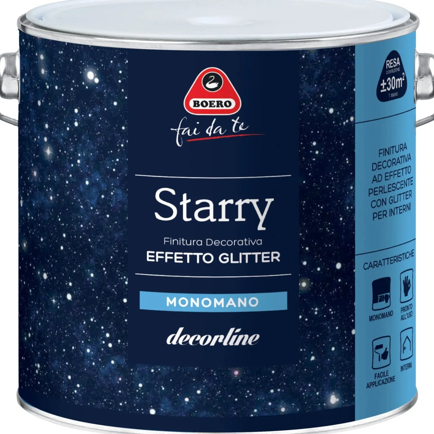 Starry arg. finitura decorativa effetto glitter 2,5 lt Boero