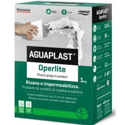 Stucco in polvere Aguaplast Operlite impermeabile risanante 1 kg grigio