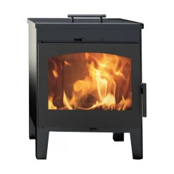 Stufa a legna Panadero Bristol in acciaio 7,8 kW nero metallico