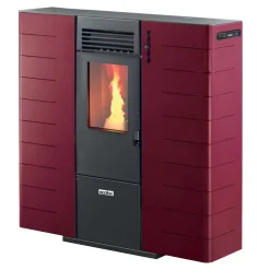 Stufa a pellet Ecofox Slim in acciaio 6,14 kW bordeaux