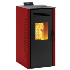 Stufa a pellet ventilata Invicta Burano Wi-fi Plus 8 kW rosso