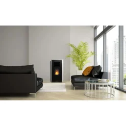 Stufa a pellet Vulcania All Stone ceramica Evo canalizzata 11kW bianco