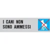 Targa adesiva "Cani non ammessi" vinile rigido 4 x 15 cm grigia