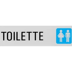 Targa adesiva di informazione "Toilette" vinile rigido 4 x15 cm grigia