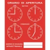 Targa "Orario di apertura" con catenella 16 x 21 cm rossa