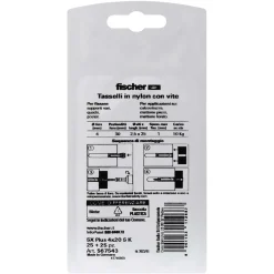Tassello a espansione in nylon Fischer SX Ø 4 mm 25 pz
