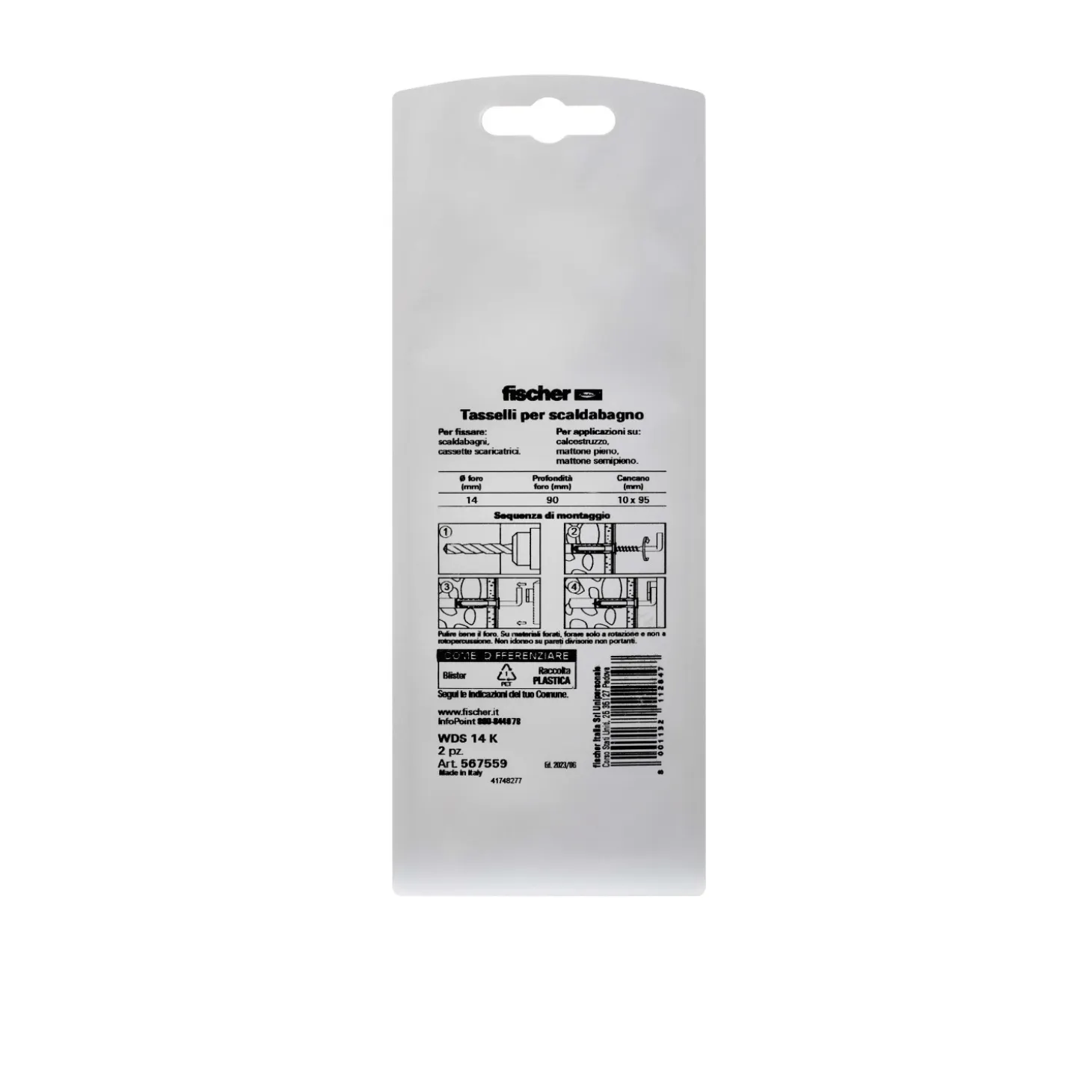 Tassello universale Fischer WDS Ø 14 mm 2 pz