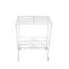 Tavolino in metallo con portariviste 40x28x53 cm bianco