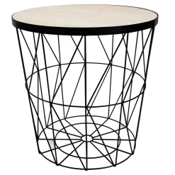 Tavolino contenitore kaori con top in mdf Ø 38X40 cm nero