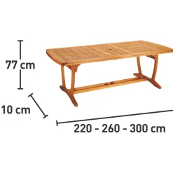 Tavolo allungabile da giardino Chelsea in legno di eucalipto 220-300x110 cm