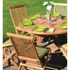 Tavolo allungabile da giardino tondo in teak 120/170x120 cm