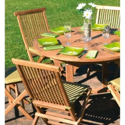 Tavolo allungabile da giardino tondo in teak 120/170x120 cm