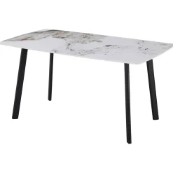 Tavolo da pranzo Quincy top in ceramica marrone marmo lucido 150x85x75 cm