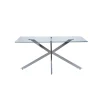 Tavolo fisso rettangolare con piano in vetro e gamba cromata 160x90x75 cm