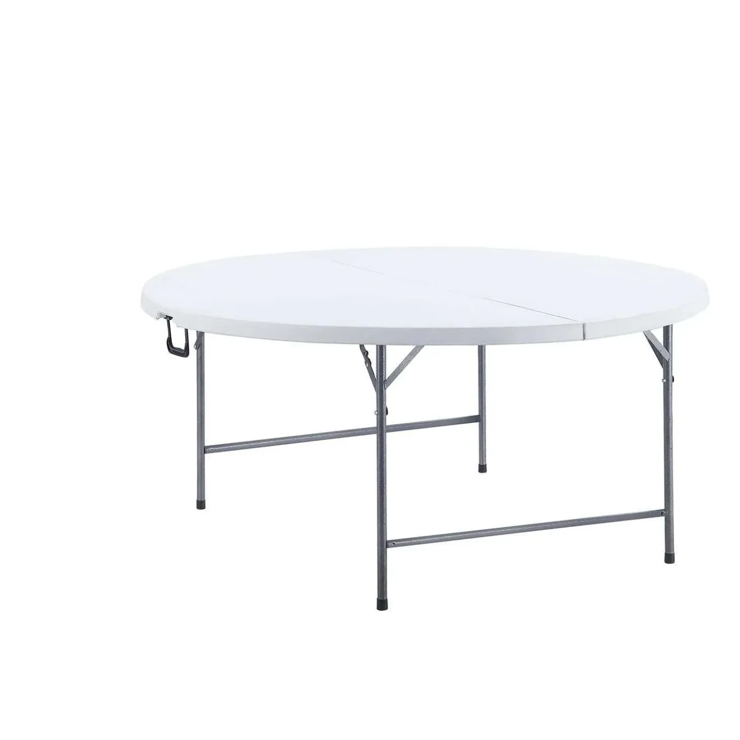 Tavolo pieghevole Taloga tondo in plastica e telaio acciaio 152x74 cm bianco