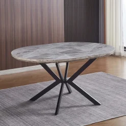 Tavolo rotondo allungabile da pranzo Evelina grigio pietra 120x120x76 cm