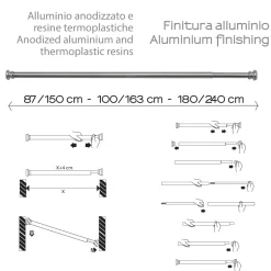 Telaio doccia estensibile 180/240 cm alluminio anodizzato