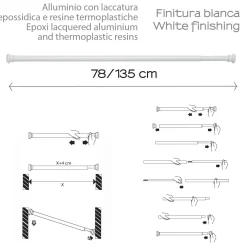 Telaio doccia estensibile 78/135 cm bianco