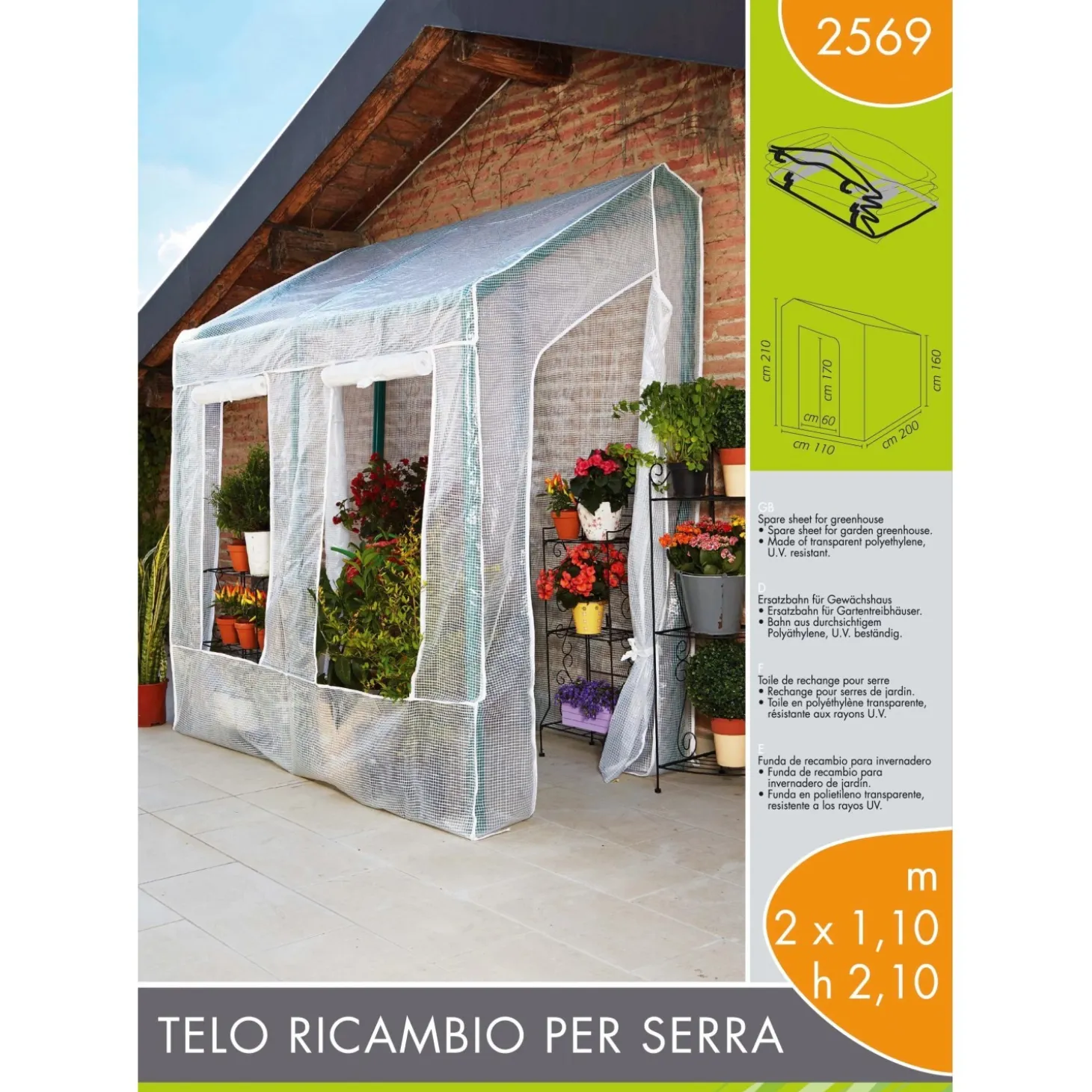 Telo di ricambio per serra da parete "Lobelia"