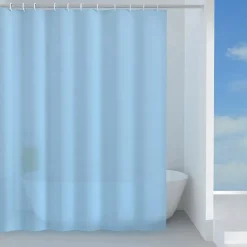 Tenda doccia Basic in tessuto 180x200 cm azzurra