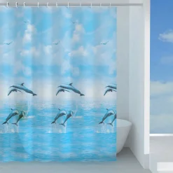 Tenda doccia Jump in peva 120x200 cm azzurra
