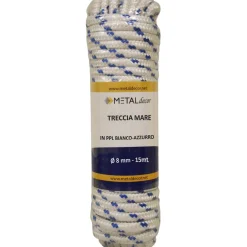 Treccia in polipropilene ø 8 mm x 15 mt bianca/azzurra