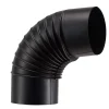 Tubo curva porcellanata pieghettata nero opaco 90° Ø 10 cm