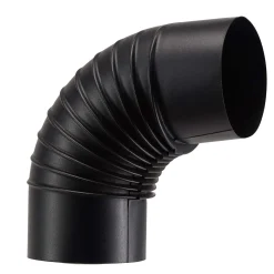 Tubo curva porcellanata pieghettata nero opaco 90° Ø 10 cm