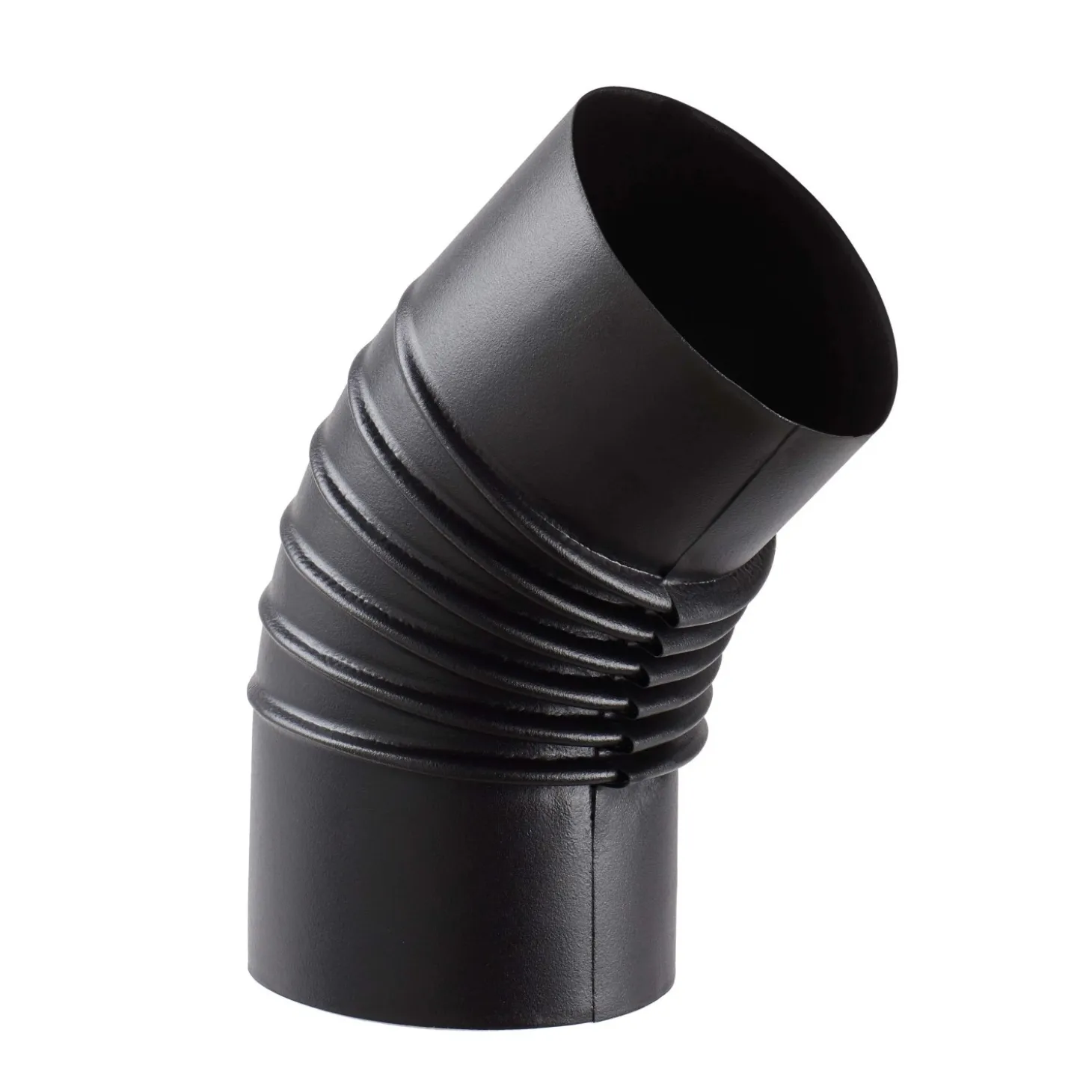 Tubo curva porcellanata pieghettata nero opaco 45° Ø 10 cm