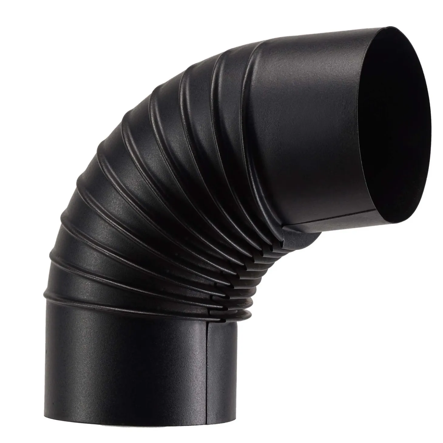 Tubo curva porcellanata pieghettata nero opaco 90° Ø 15 cm