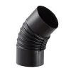 Tubo curva porcellanata pieghettata nero opaco 45° Ø 13 cm
