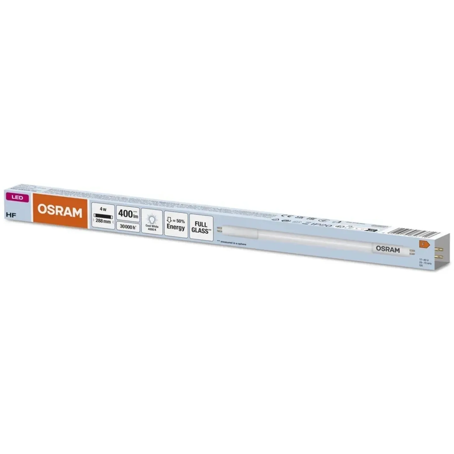 Tubo LED Osram T5 HF L8 CORTO 288 mm 4 W 400 lm 4000 K