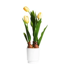 Tulipano finto in vaso 3 fiori Ø9,5x9,5x45 cm giallo