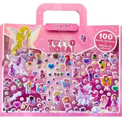Valigetta Ttutto Rosa kit creativo con album e 100 stickers 3D puffy