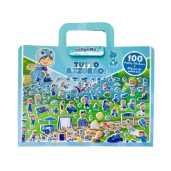 Valigetta Tutto Azzurro kit creativo con album e 100 stickers 3D puffy