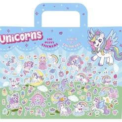 Valigetta Unicorni con album da colorare e 100 stickers 3D attacca-stacca