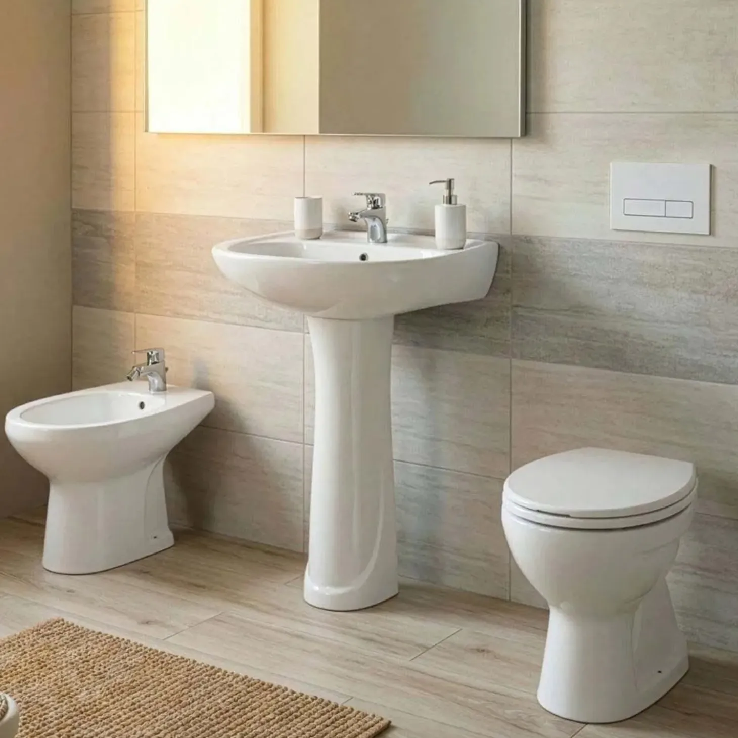 Vaso a terra Lake WC scarico a parete in ceramica bianco