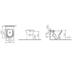 Vaso WC filo muro S20 Round a pavimento scarico parete in ceramica bianca