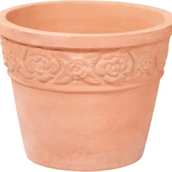Vaso con bordo decorato terracotta 33 cm x 33 cm x 26 cm