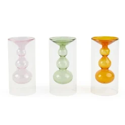 Vaso doppia parete in vetro borosilicato Ø8,5xH17cm assortito