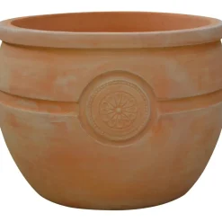 Vaso in terracotta con decoro rosone 48x48x35 cm