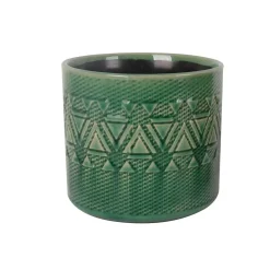 Vaso per piante in ceramica L 17x17x15,5 cm verde