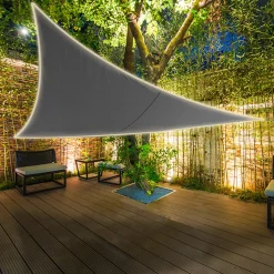 Vela ombreggiante LED triangolare 3,6x3,6x3,6 m grigio
