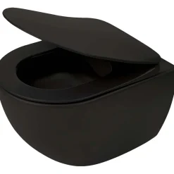 WC sospeso a parete Artemides con sedile senza bordo 36x35,5 cm nero