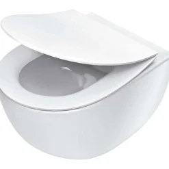 WC sospeso con sedile senza bordo bianco