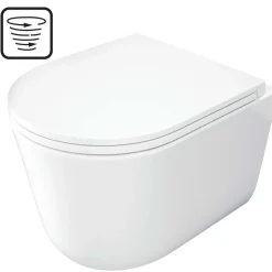 WC sospeso Genio sedile senza bordo e lavaggio a vortice 36x31 cm bianco